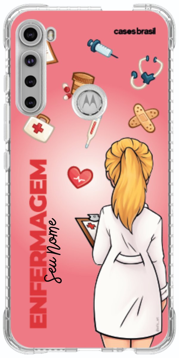 Capinha para celular Enfermagem - Boneca Profissão Com Fundo