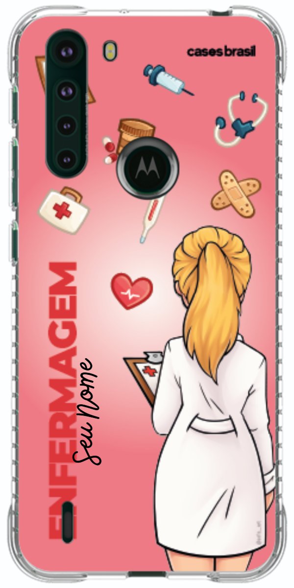 Capinha para celular Enfermagem - Boneca Profissão Com Fundo