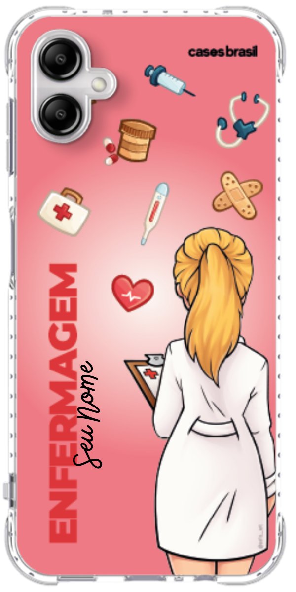 Capinha para celular Enfermagem - Boneca Profissão Com Fundo