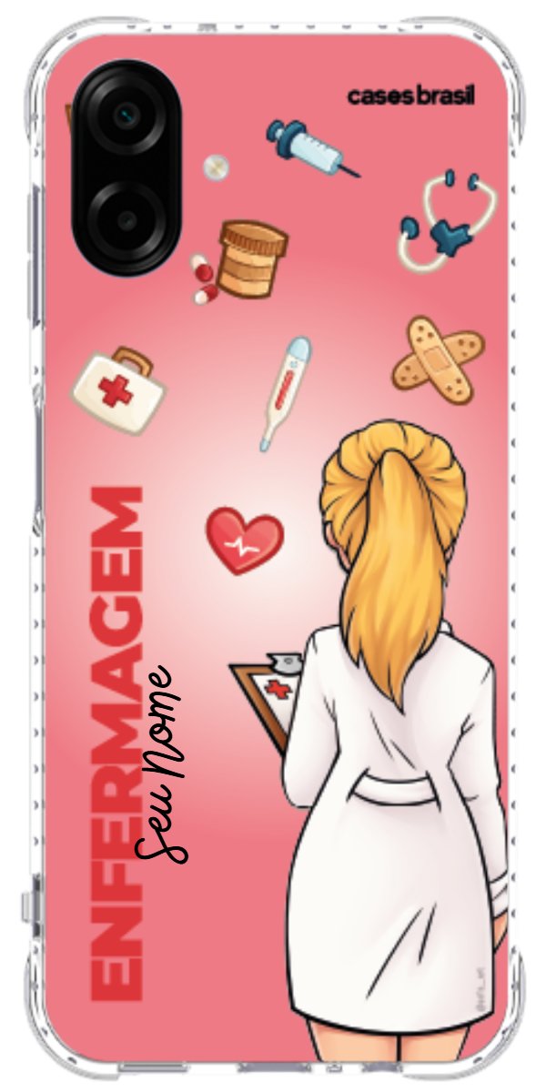 Capinha para celular Enfermagem - Boneca Profissão Com Fundo