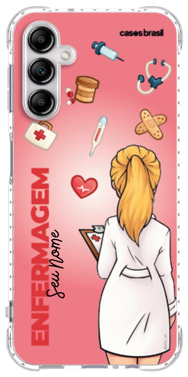 Capinha para celular Enfermagem - Boneca Profissão Com Fundo