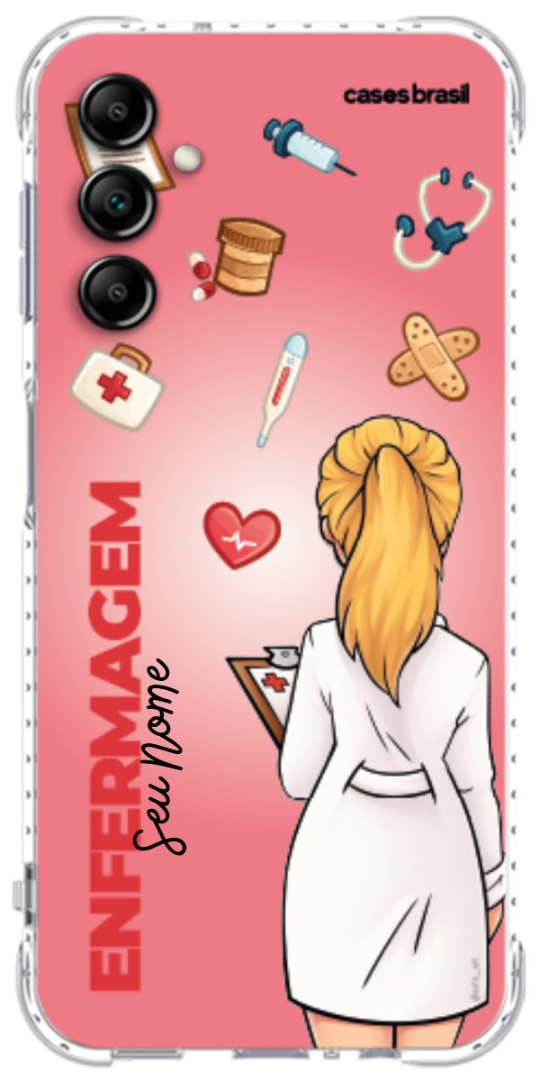 Capinha para celular Enfermagem - Boneca Profissão Com Fundo
