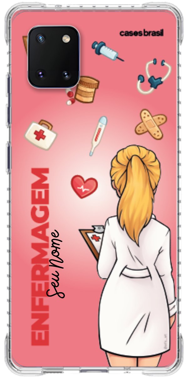 Capinha para celular Enfermagem - Boneca Profissão Com Fundo