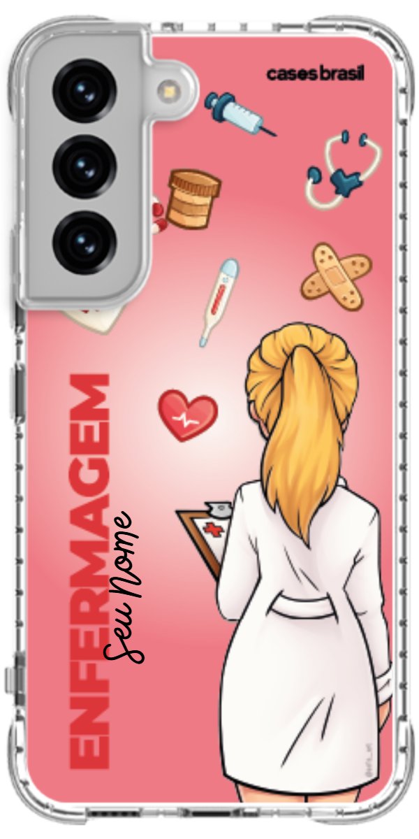 Capinha para celular Enfermagem - Boneca Profissão Com Fundo