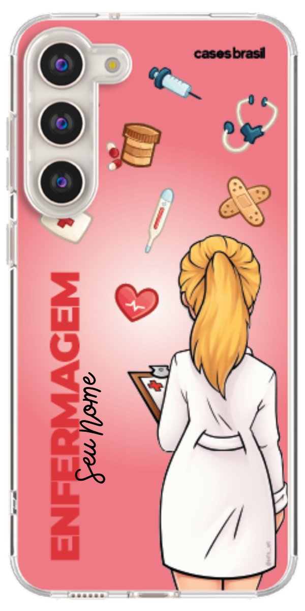 Capinha para celular Enfermagem - Boneca Profissão Com Fundo