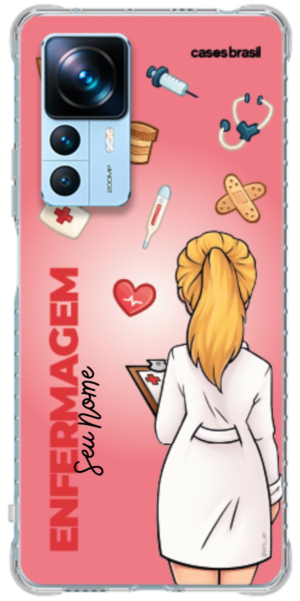 Capinha para celular Enfermagem - Boneca Profissão Com Fundo