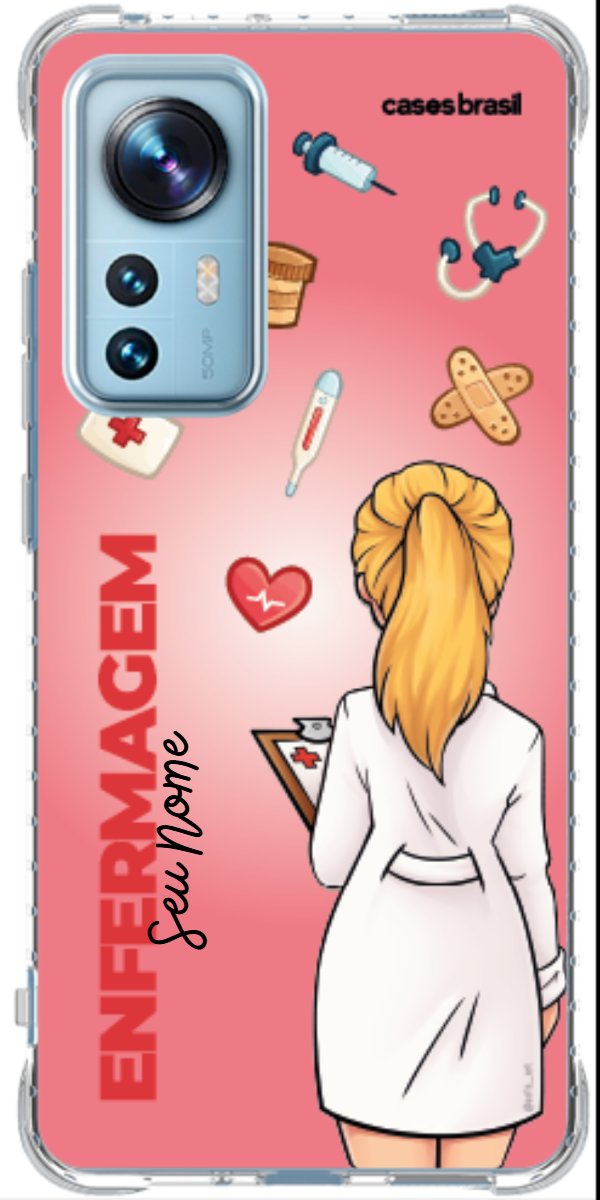 Capinha para celular Enfermagem - Boneca Profissão Com Fundo
