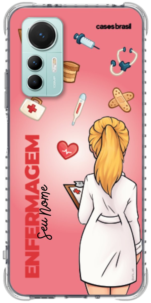 Capinha para celular Enfermagem - Boneca Profissão Com Fundo