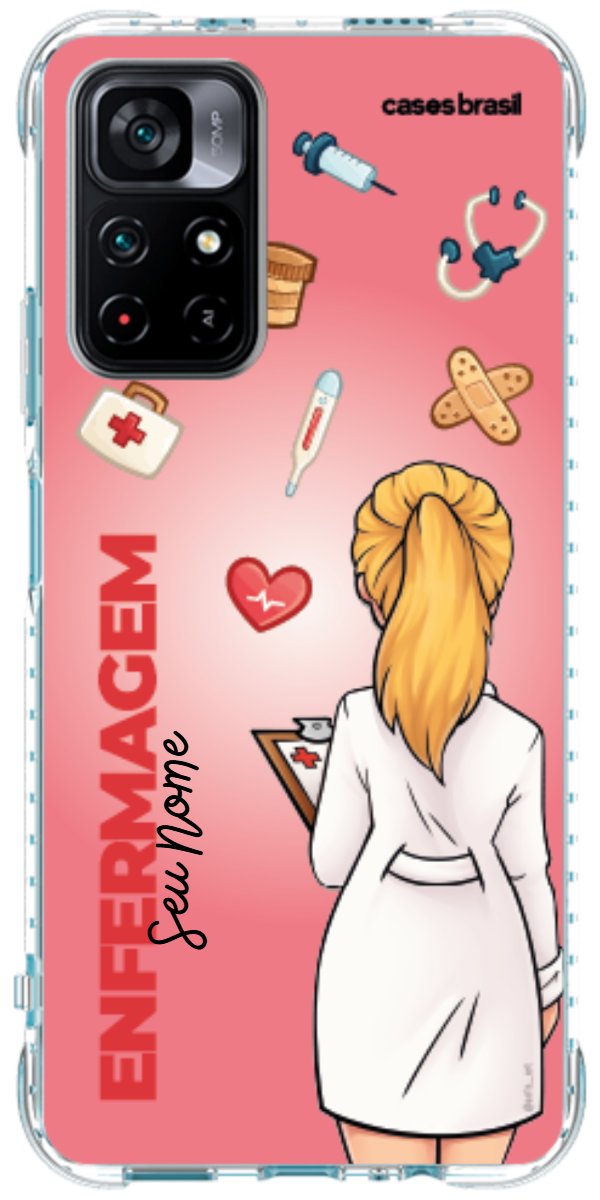 Capinha para celular Enfermagem - Boneca Profissão Com Fundo