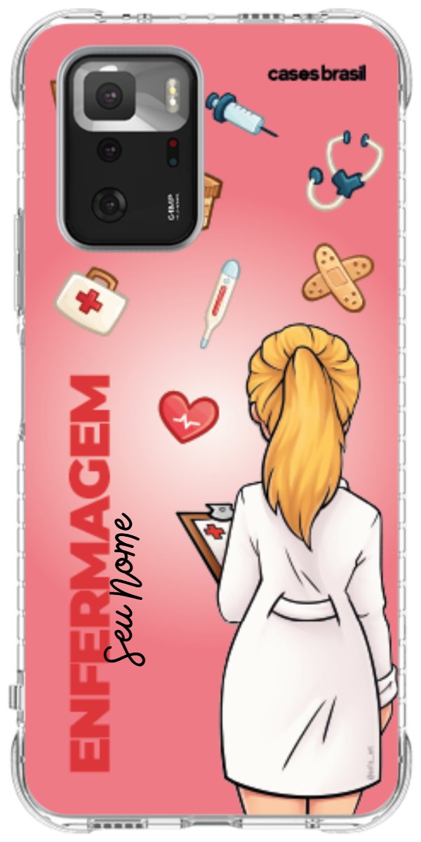 Capinha para celular Enfermagem - Boneca Profissão Com Fundo
