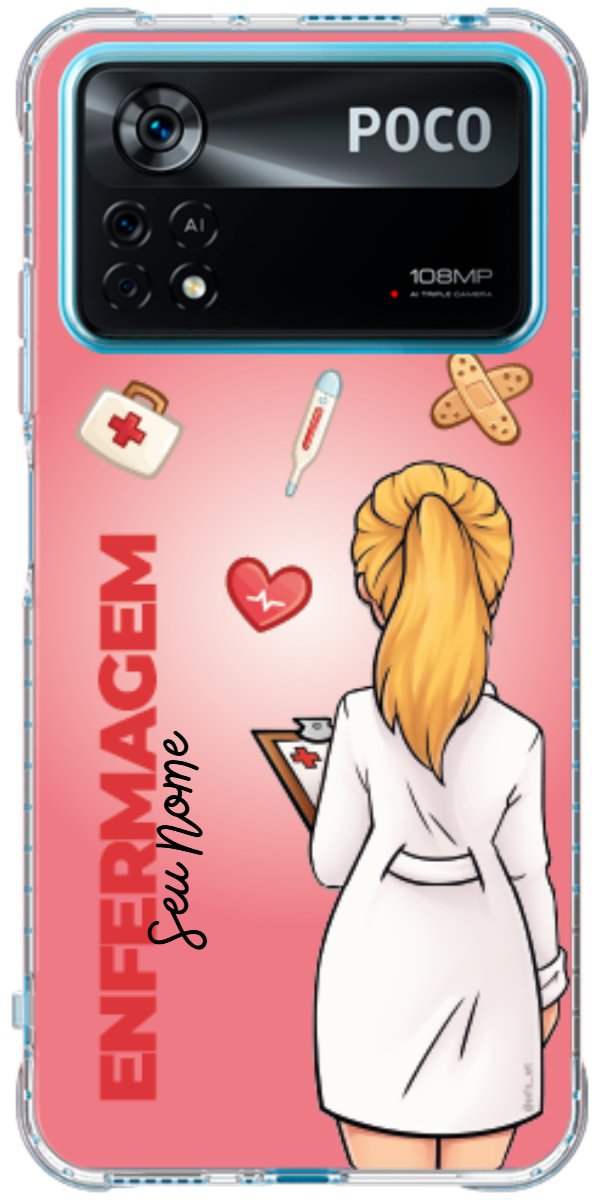 Capinha para celular Enfermagem - Boneca Profissão Com Fundo