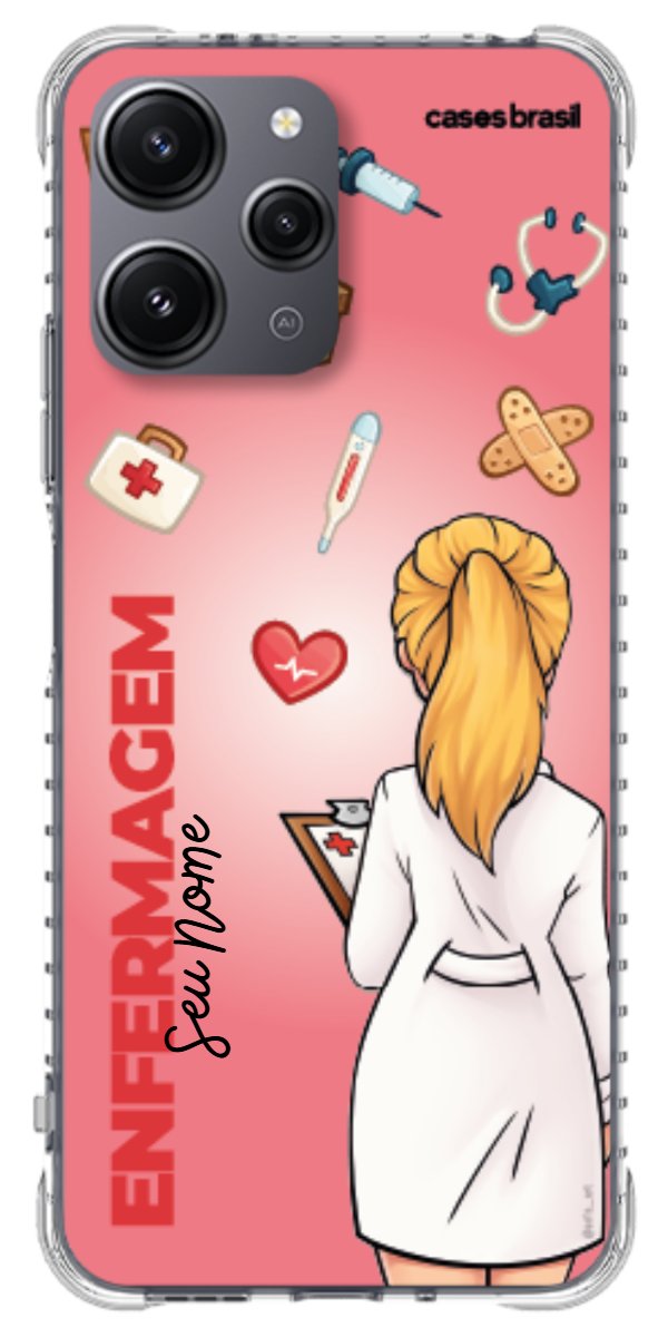 Capinha para celular Enfermagem - Boneca Profissão Com Fundo