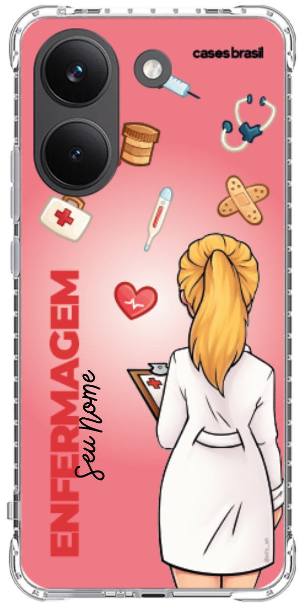 Capinha para celular Enfermagem - Boneca Profissão Com Fundo