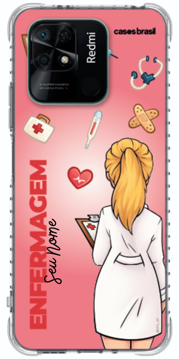 Capinha para celular Enfermagem - Boneca Profissão Com Fundo