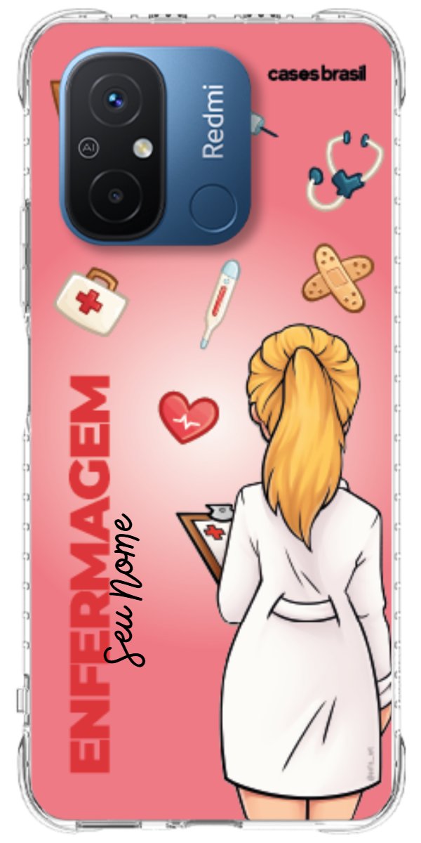 Capinha para celular Enfermagem - Boneca Profissão Com Fundo