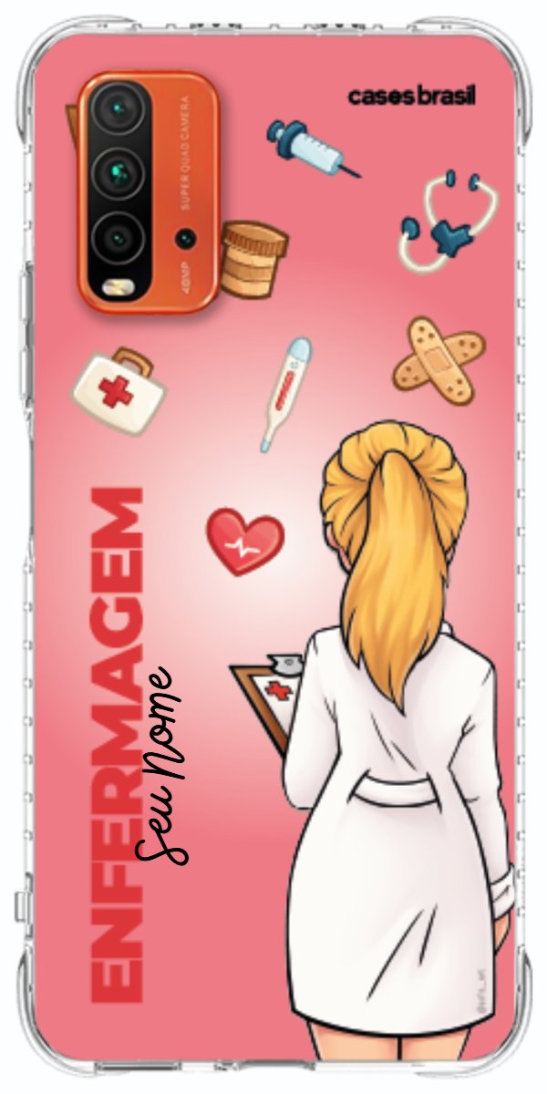 Capinha para celular Enfermagem - Boneca Profissão Com Fundo