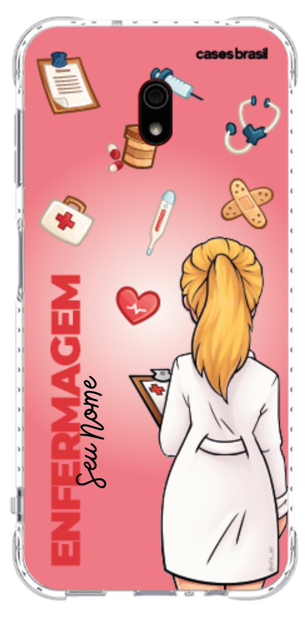 Capinha para celular Enfermagem - Boneca Profissão Com Fundo