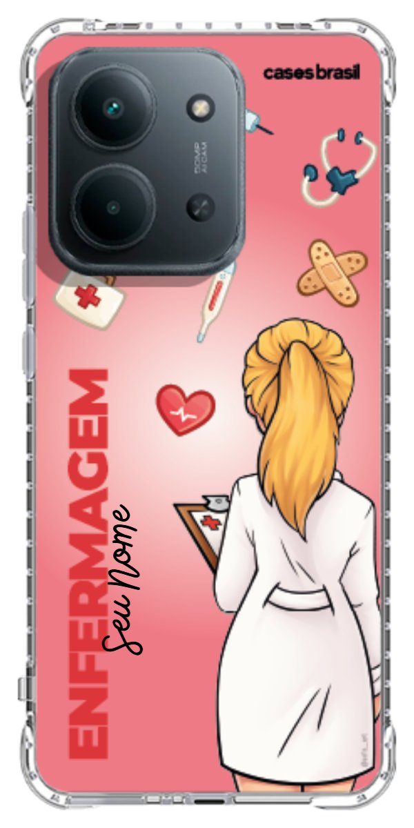 Capinha para celular Enfermagem - Boneca Profissão Com Fundo