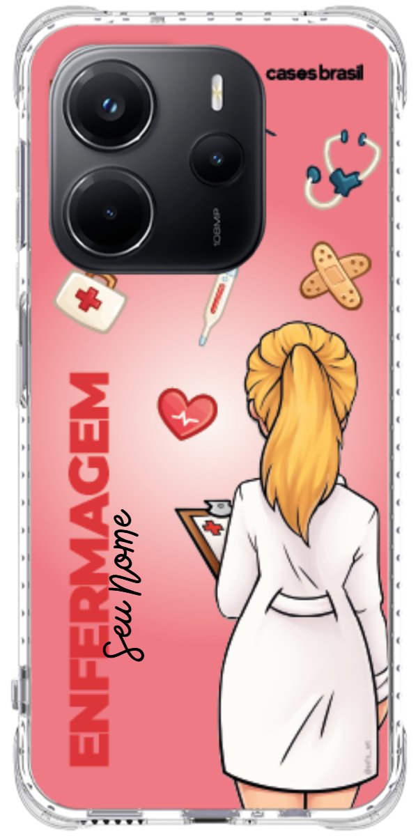 Capinha para celular Enfermagem - Boneca Profissão Com Fundo