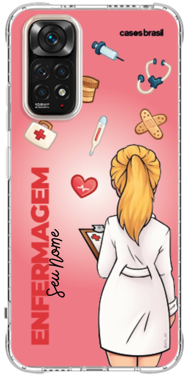 Capinha para celular Enfermagem - Boneca Profissão Com Fundo