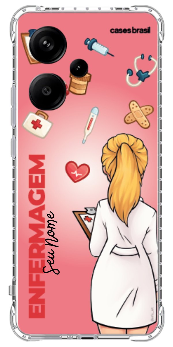 Capinha para celular Enfermagem - Boneca Profissão Com Fundo