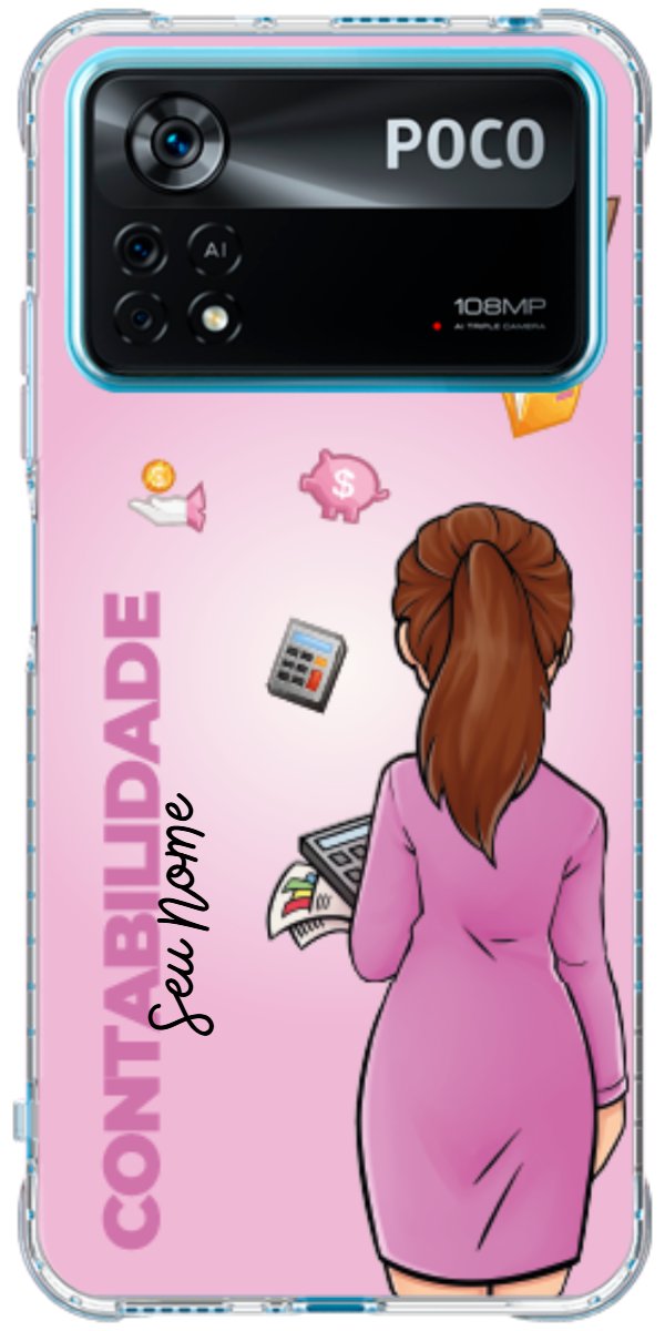 Capinha para Celular Contabilidade - Boneca Profissão Com Fundo